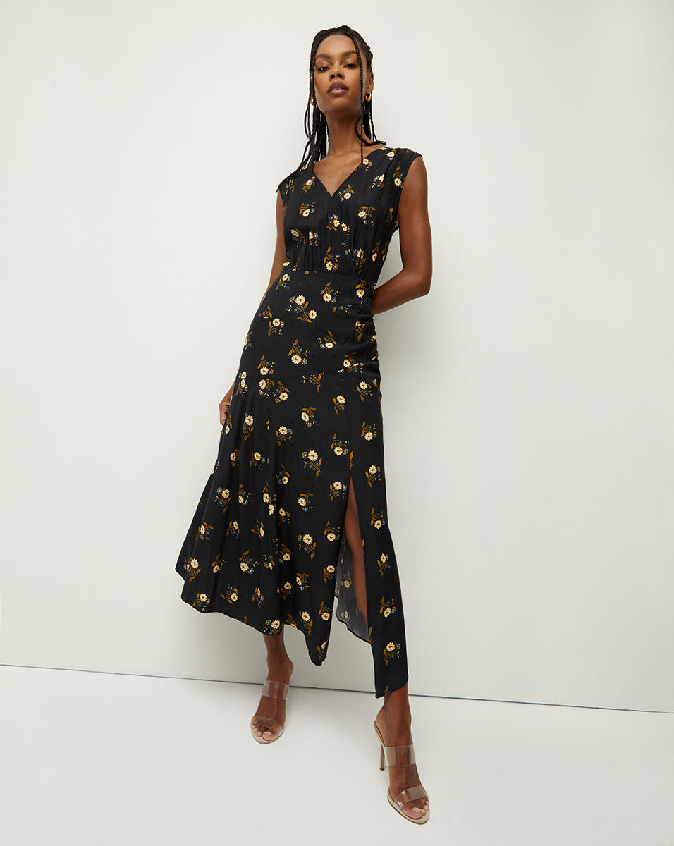 Veronica Beard Terina Floral Long-Sleeve Midi Dress