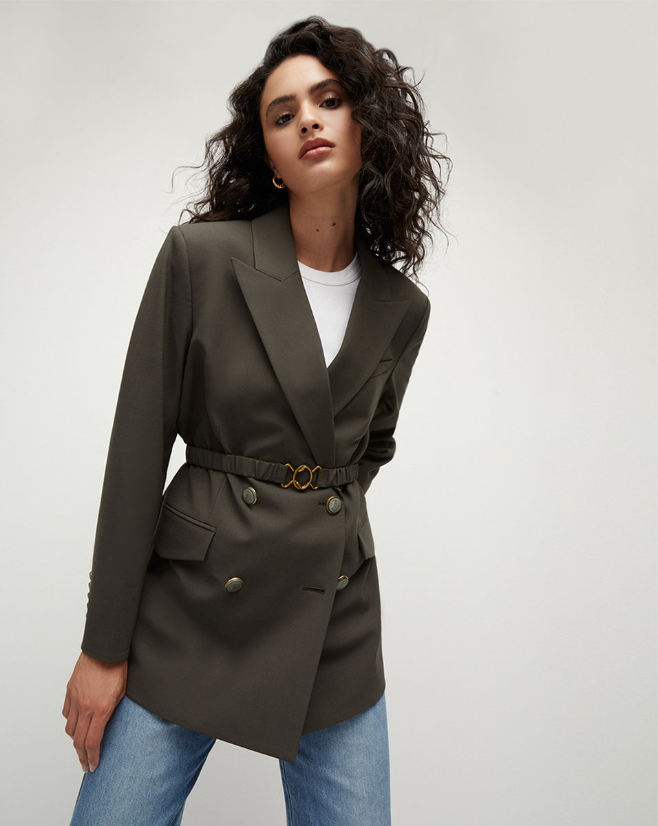 Women's Fall Slim Fit Cashmere Pea Coat, Khaki / XL