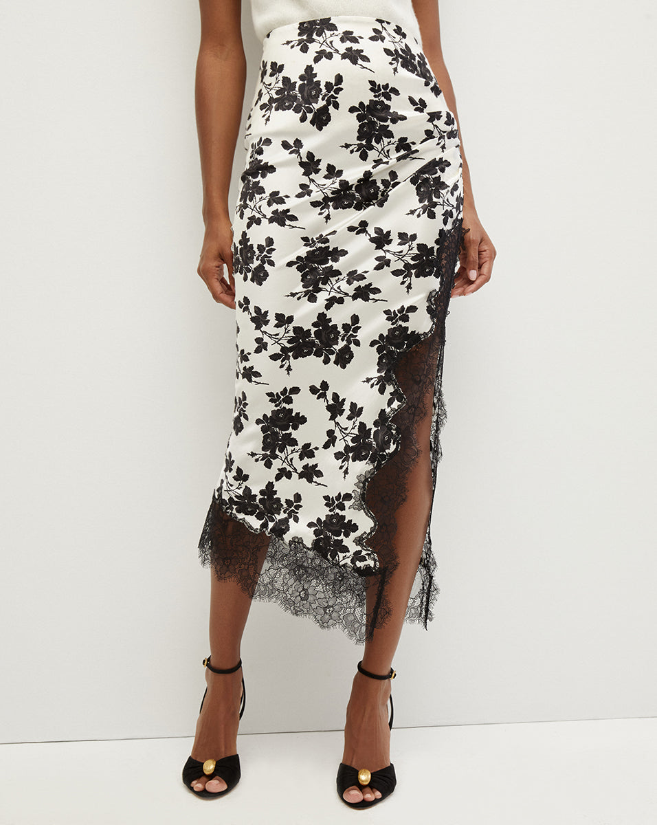 Nasime Floral Silk Charmeuse Skirt | Veronica Beard