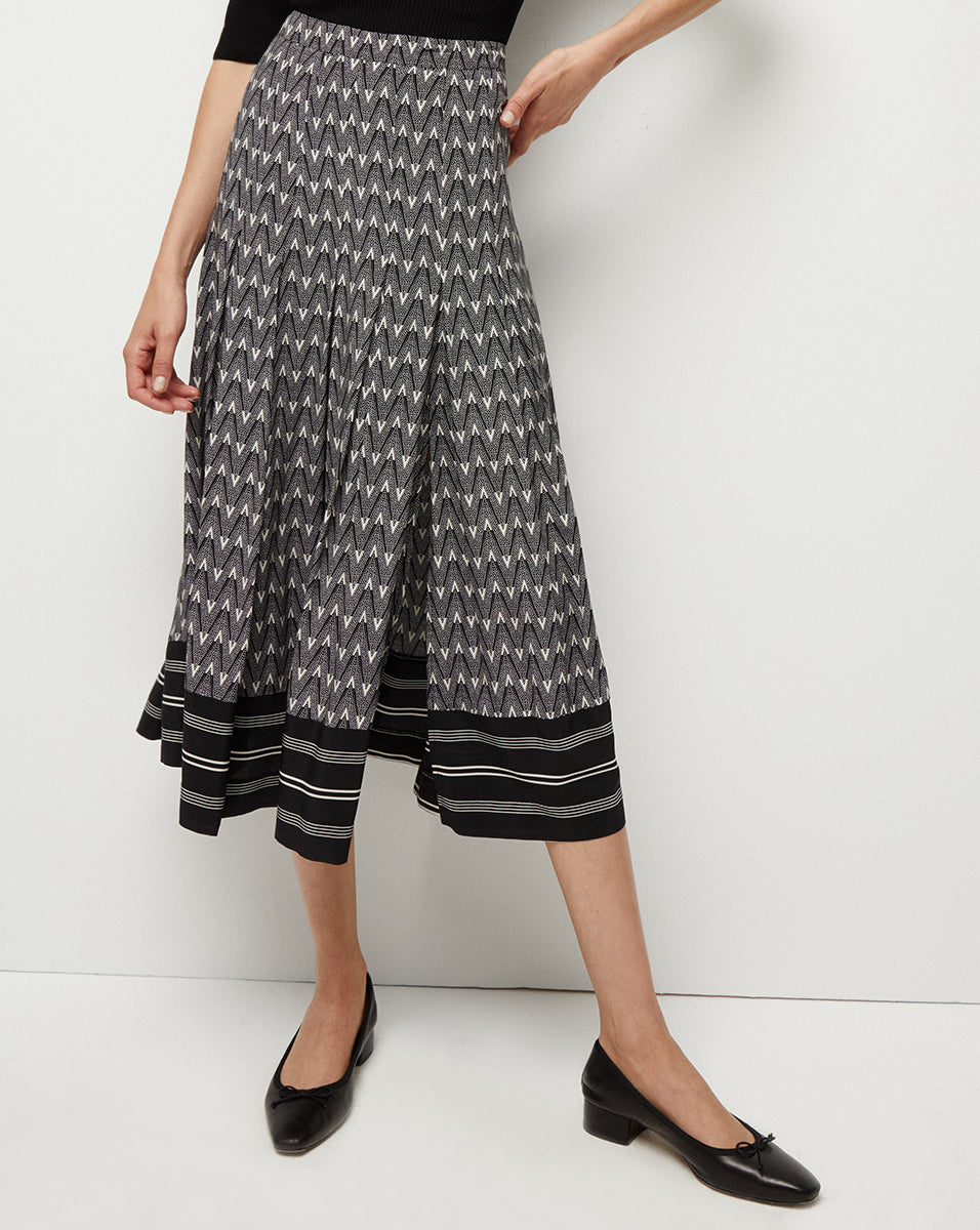 Norris V-Logo Stretch-Jersey Midi Skirt | Veronica Beard