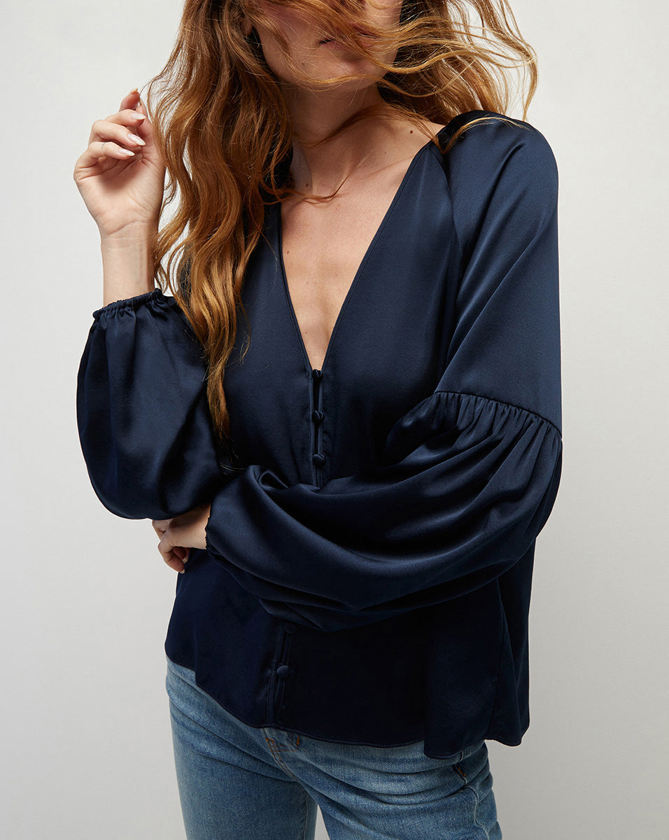 Valentin Stretch-Silk V-Neck Top | Veronica Beard