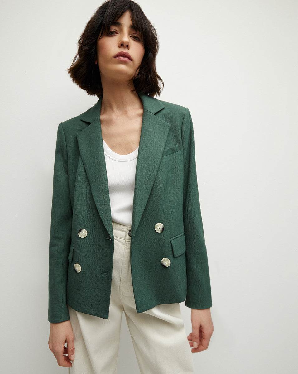 Kona Sateen Forest Green Jacket | Veronica Beard
