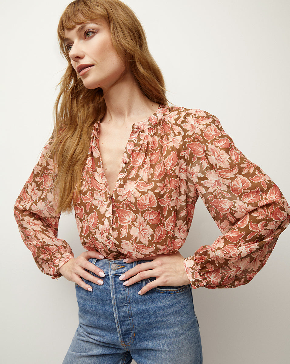 Veronica beard floral 2024 blouse size 2