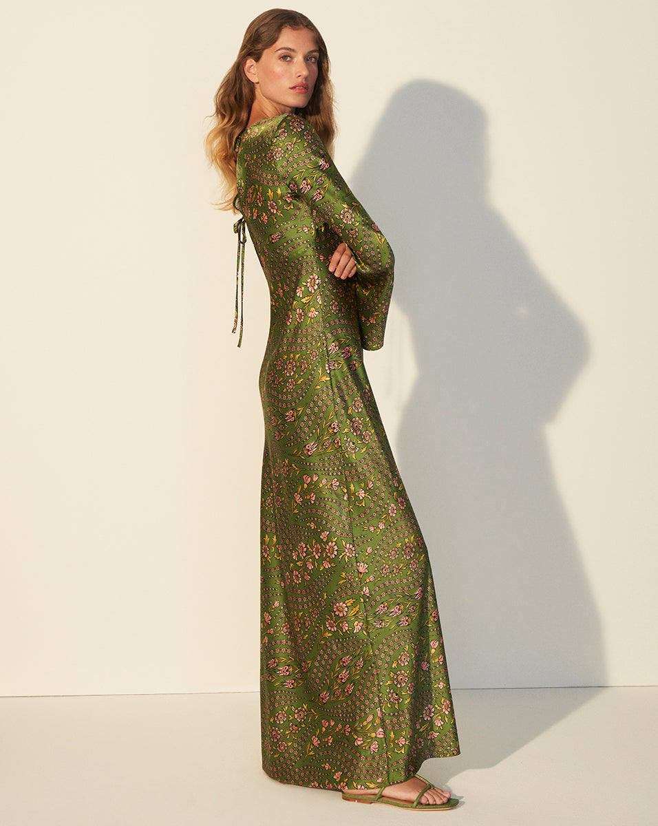 Gemma Maxi Dress in Green Floral Veronica Beard - Main Image