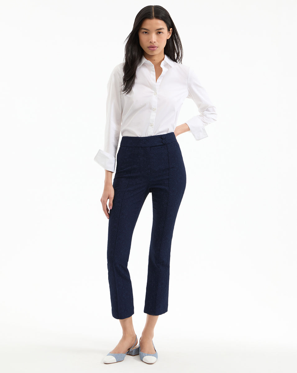 Dell Jacquard Pants in Navy | Veronica Beard