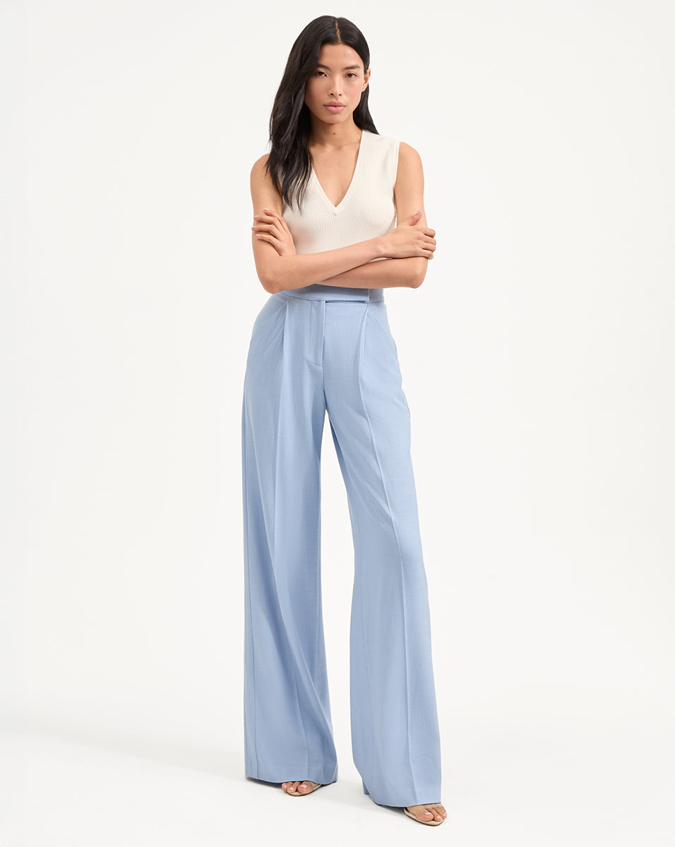 Marbeau Wide-Leg Pant in Light Blue | Veronica Beard Marbeau Wide-Leg Pant in Light Blue | Veronica Beard