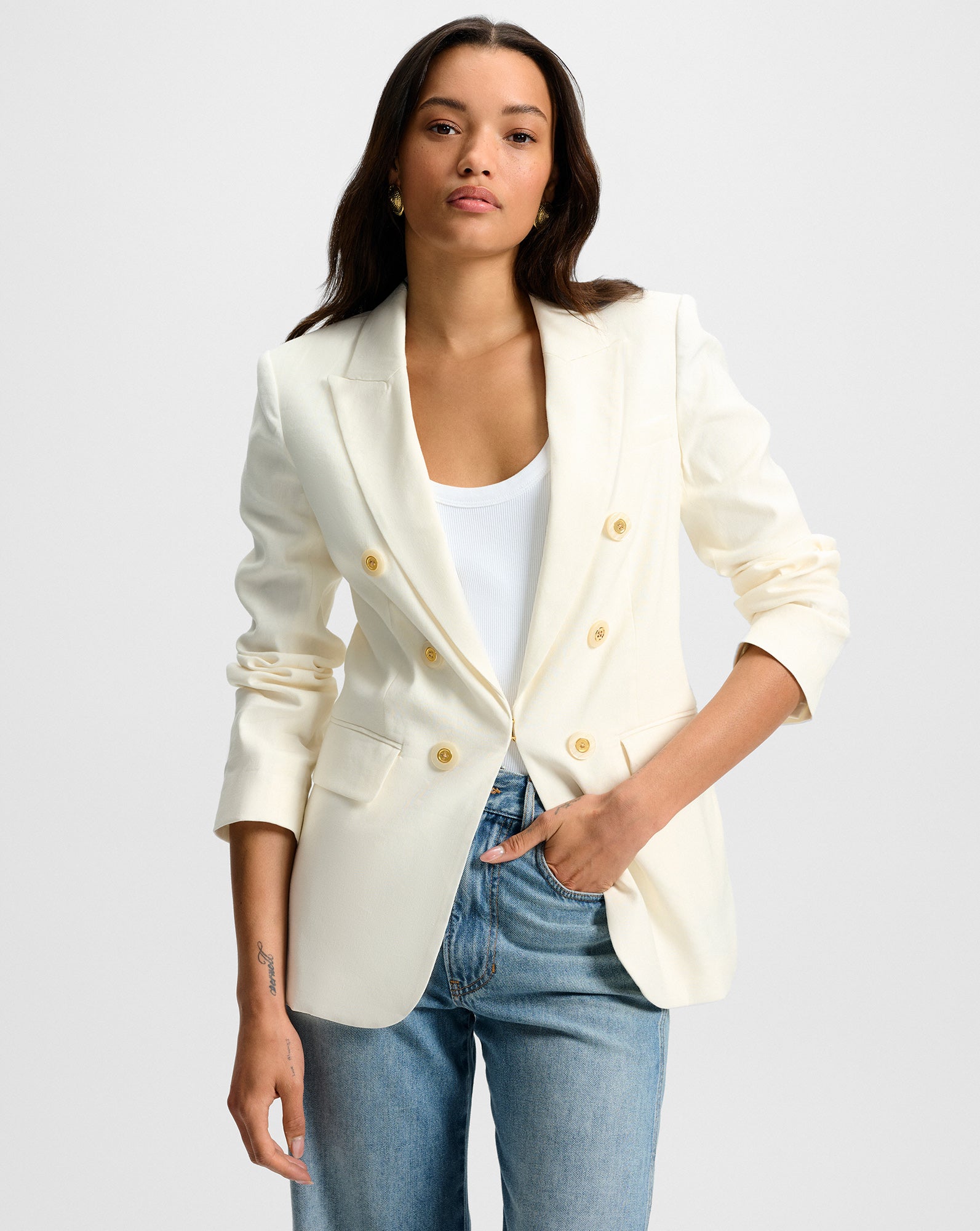 Bexley Dickey Jacket in Dove Linen Blazer Veronica Beard