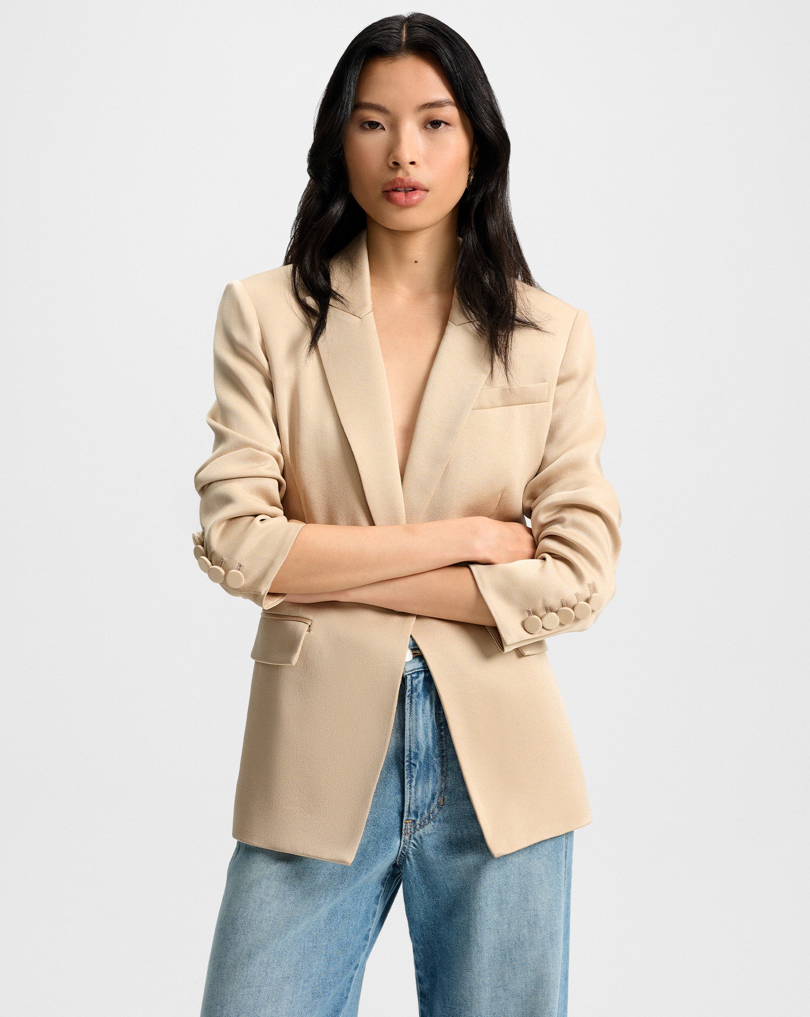 Long and Lean Dickey Jacket in Stone Khaki | Veronica Beard