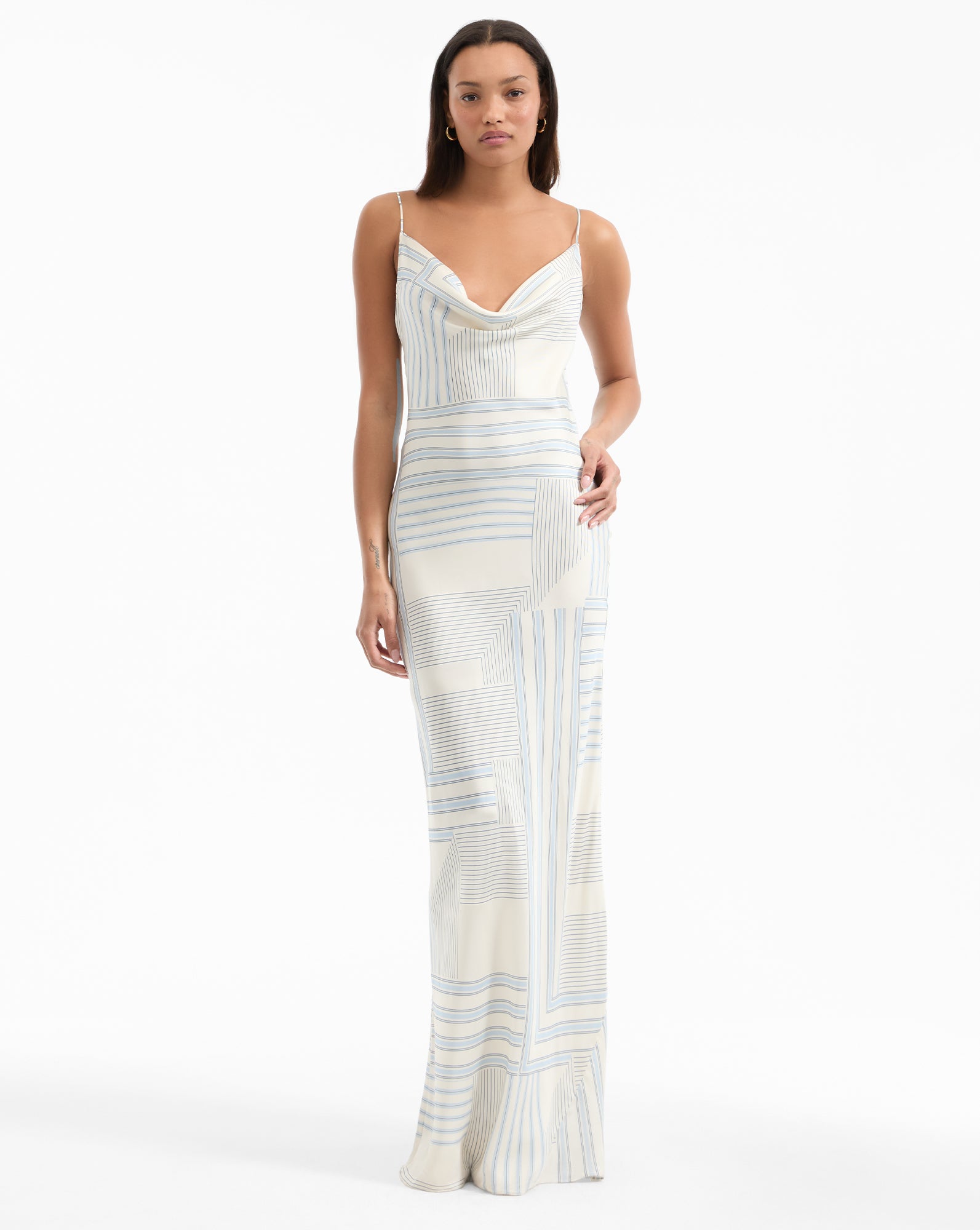 slip maxi dresses Madison Dress in Blue & White Dove/Blue Lake Multi fw21 Beach Dresses for Girl and a sweeping maxi Size:48x32