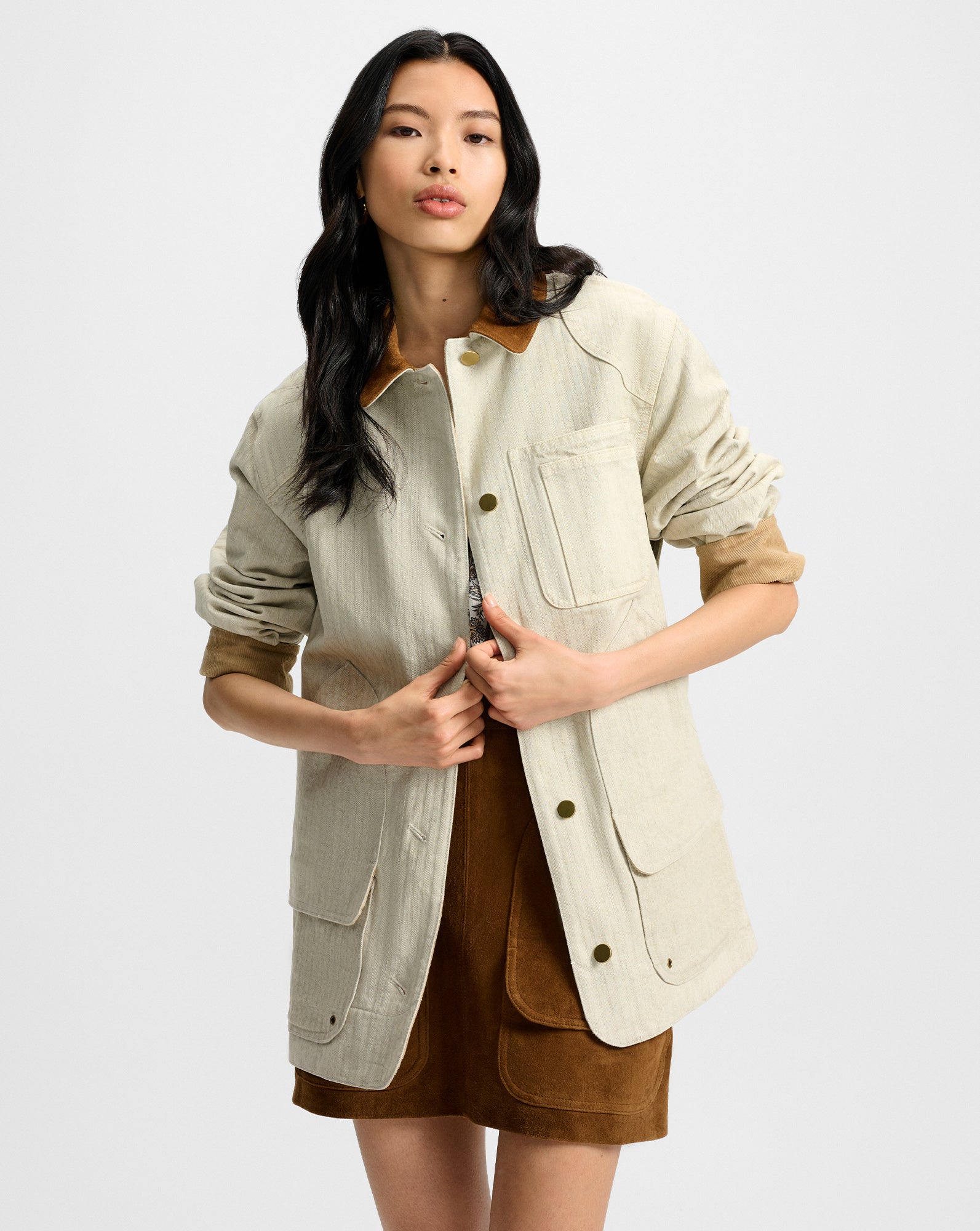 Abbas Chore Jacket in Cream | Veronica Beard