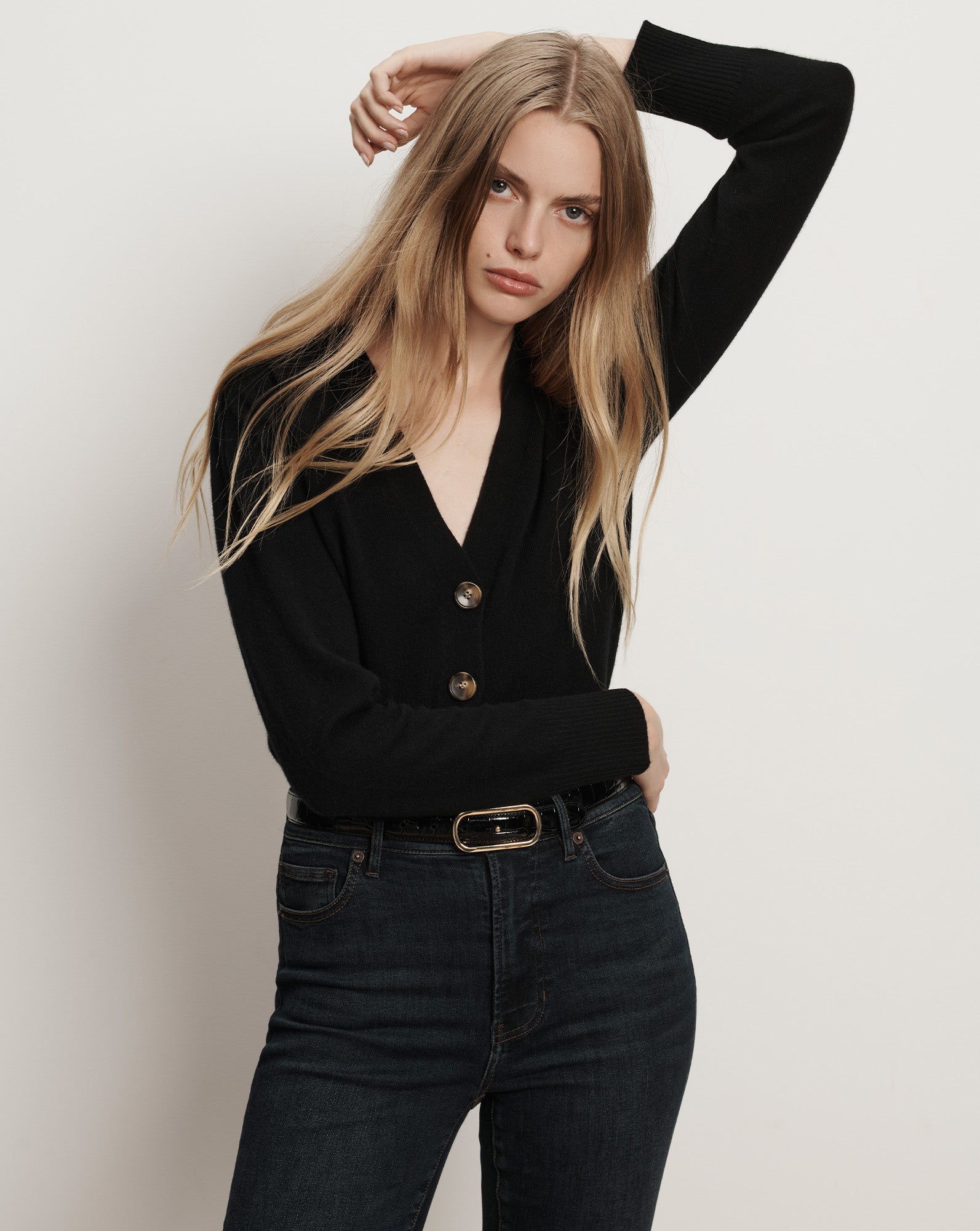 Solene Cashmere Cardigan in Black | Veronica Beard