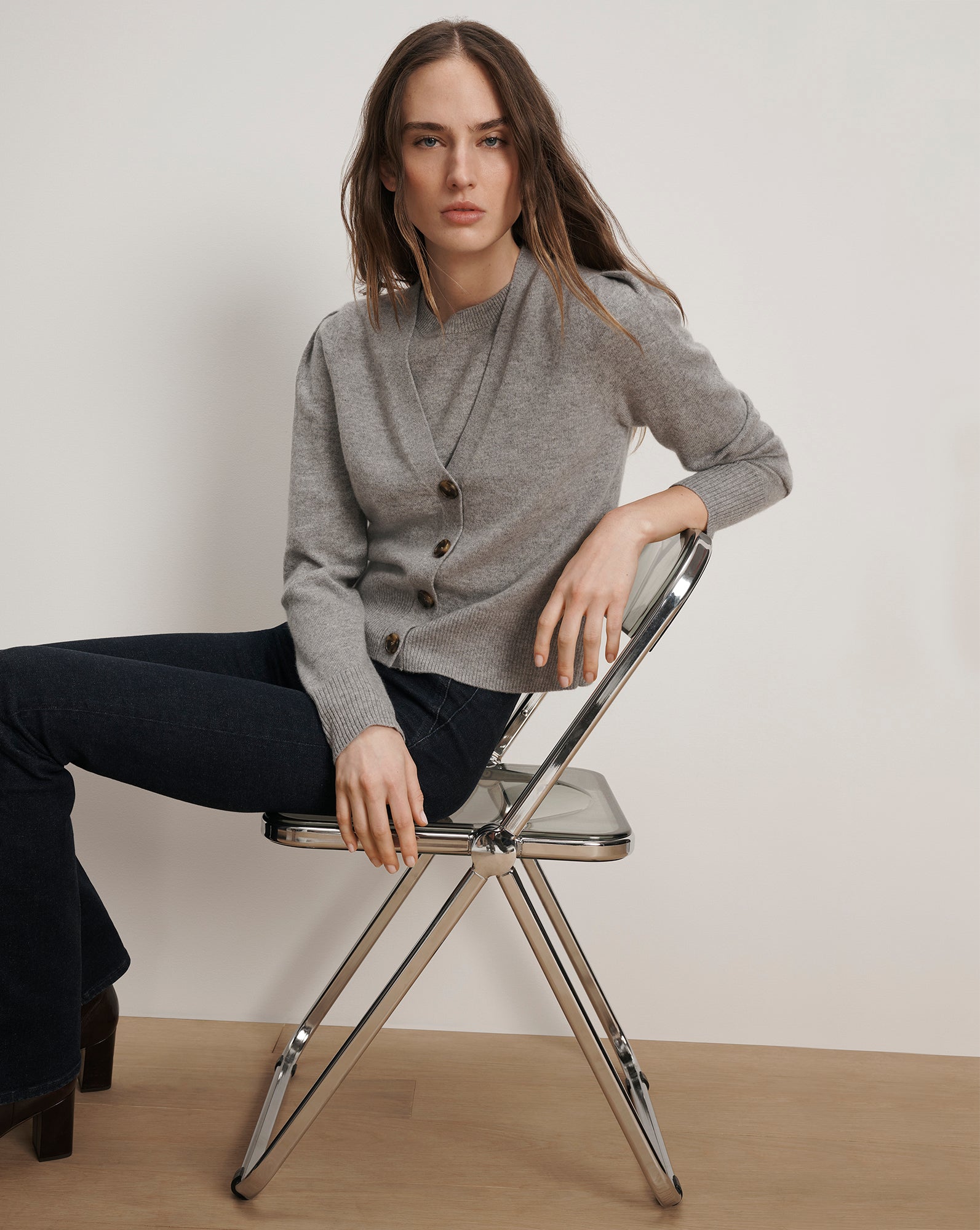 Ꙗ*様 Veronica グレーパーカー Solene Cashmere Cardigan in Heather Grey | Veronica Beard