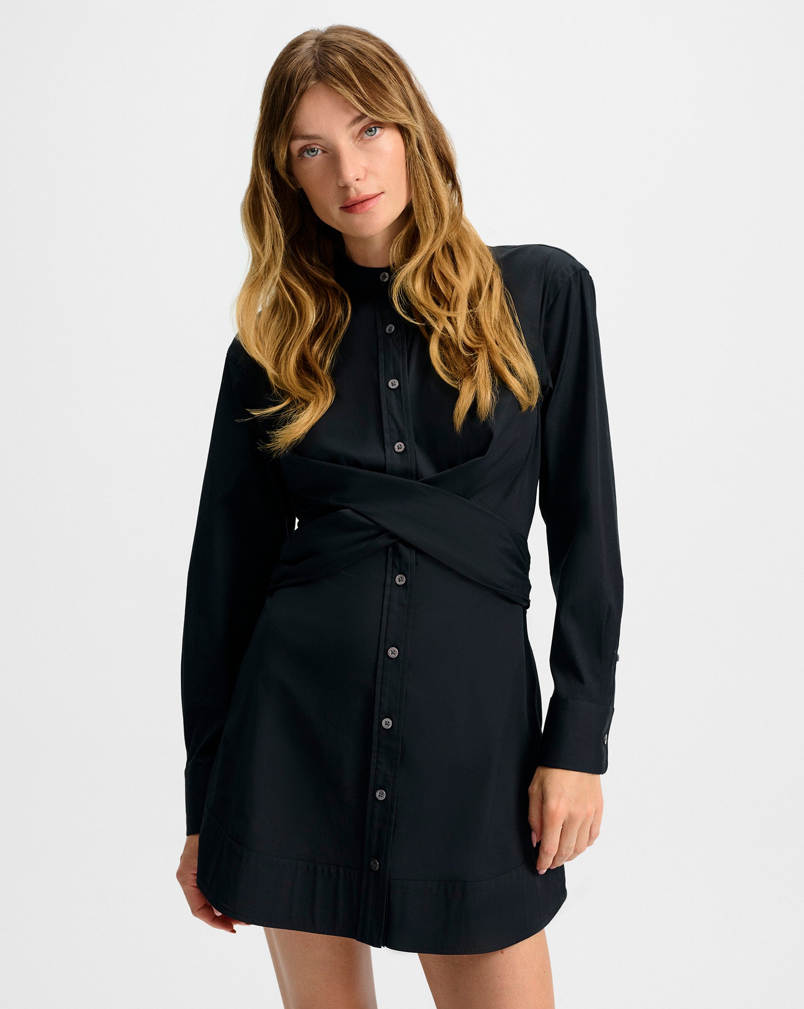 Veronica Beard Ellers Mini Wrap Shirtdress | Black | Size 8 Veronica Beard Ellers Mini Wrap Shirtdress | Black | Size 8