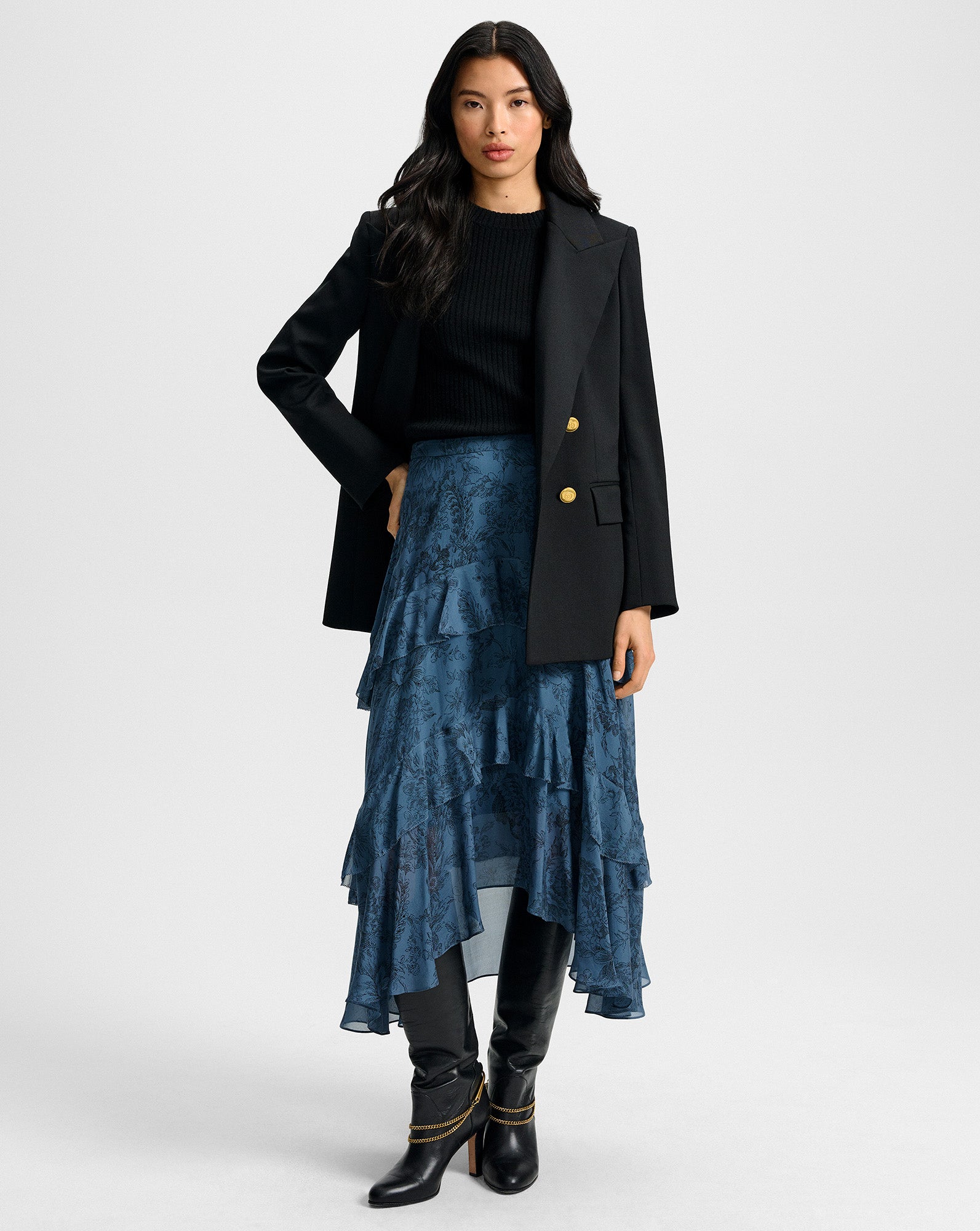 Veronica Beard Graeme Silk Midi Skirt