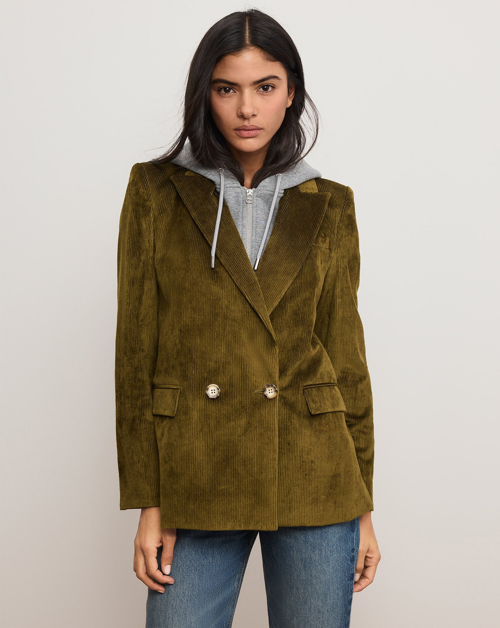 Sevyn Corduroy Dickey Jacket in Moss Green | Veronica Beard