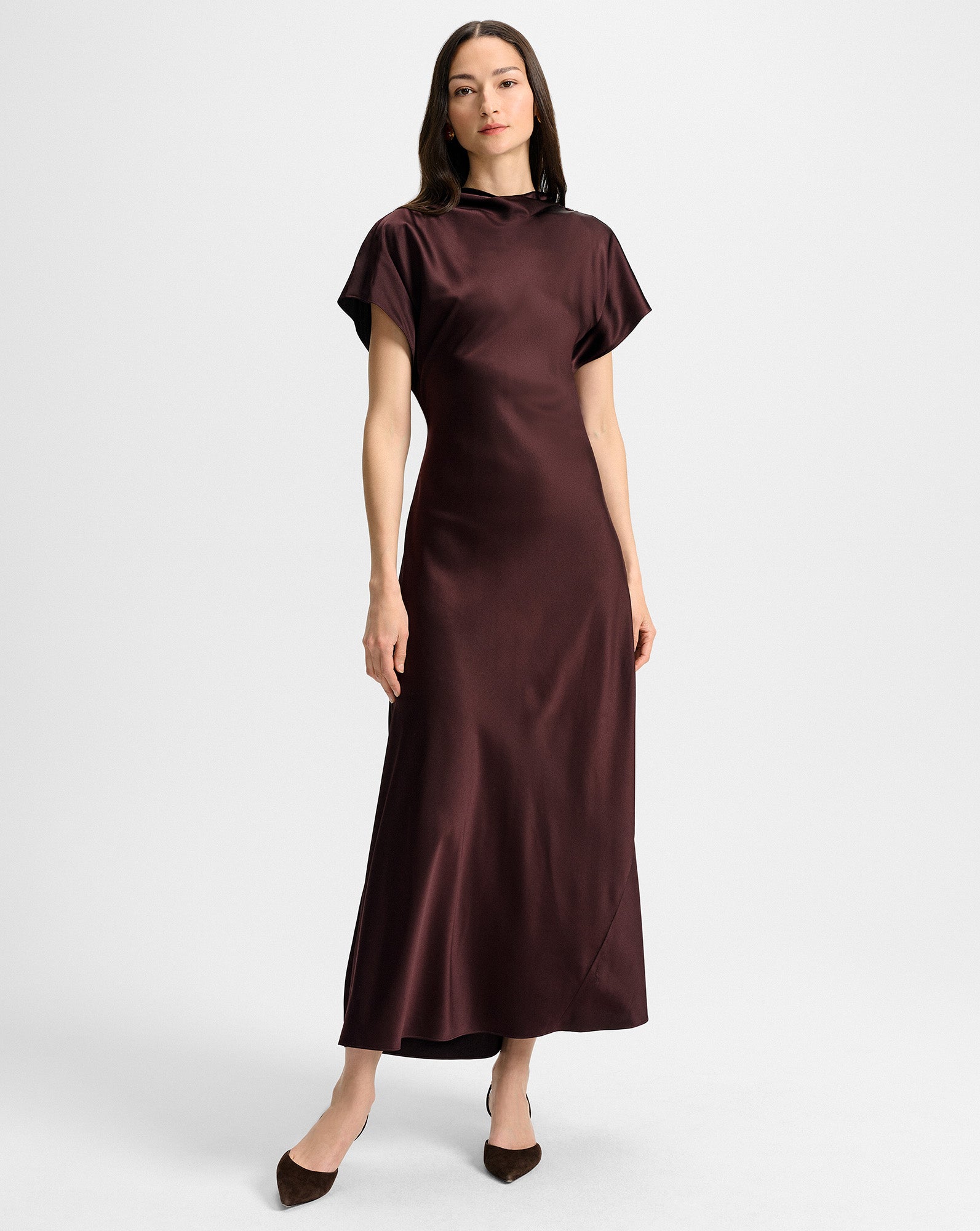 Redgrave Silk Midi Dress in Maroon Dark Currant Redgrave Silk Midi Dress in Maroon Dark Currant