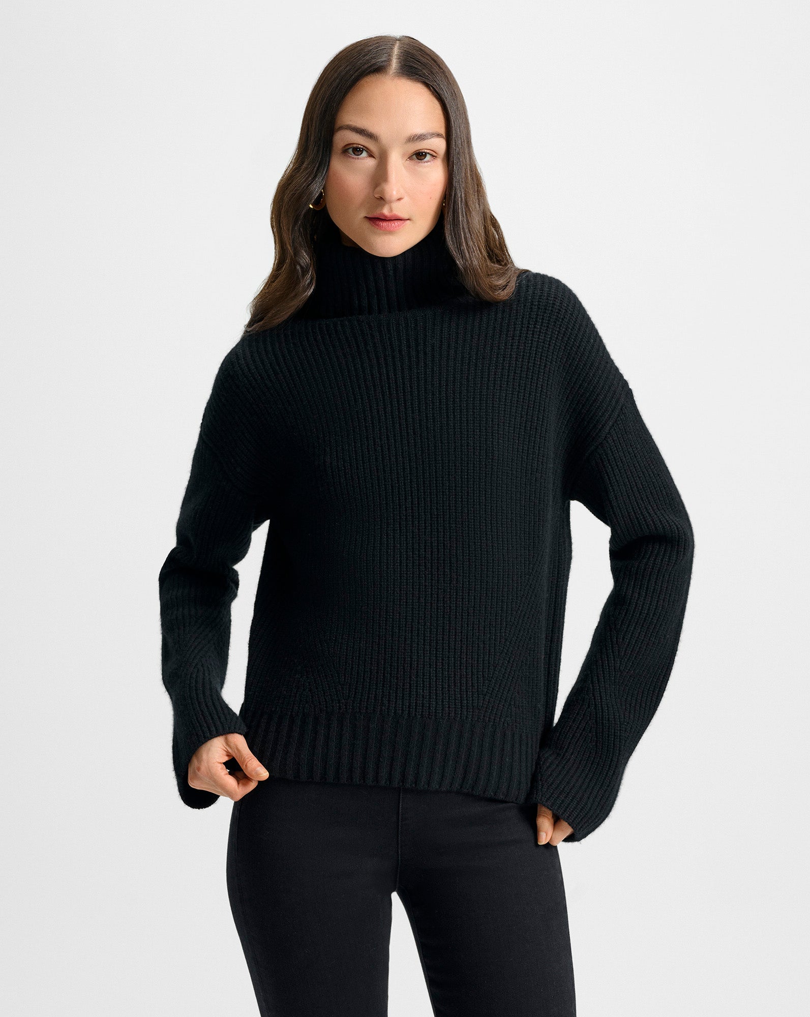 Matilda Cashmere Turtleneck Sweater in Black | Veronica Beard