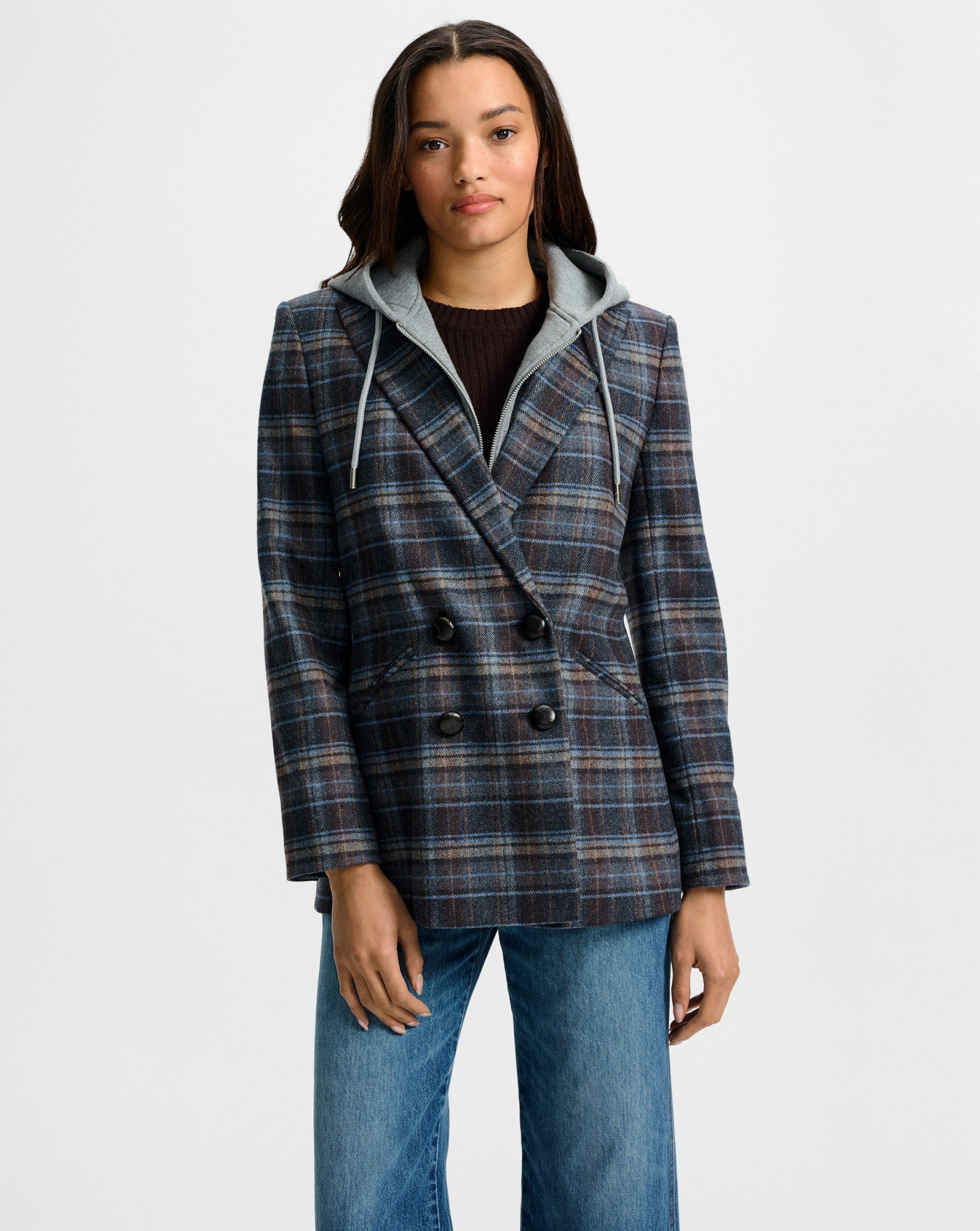 ビリービーブラウン Oria Plaid Dickey Jacket in Blue Multi | Veronica Beard