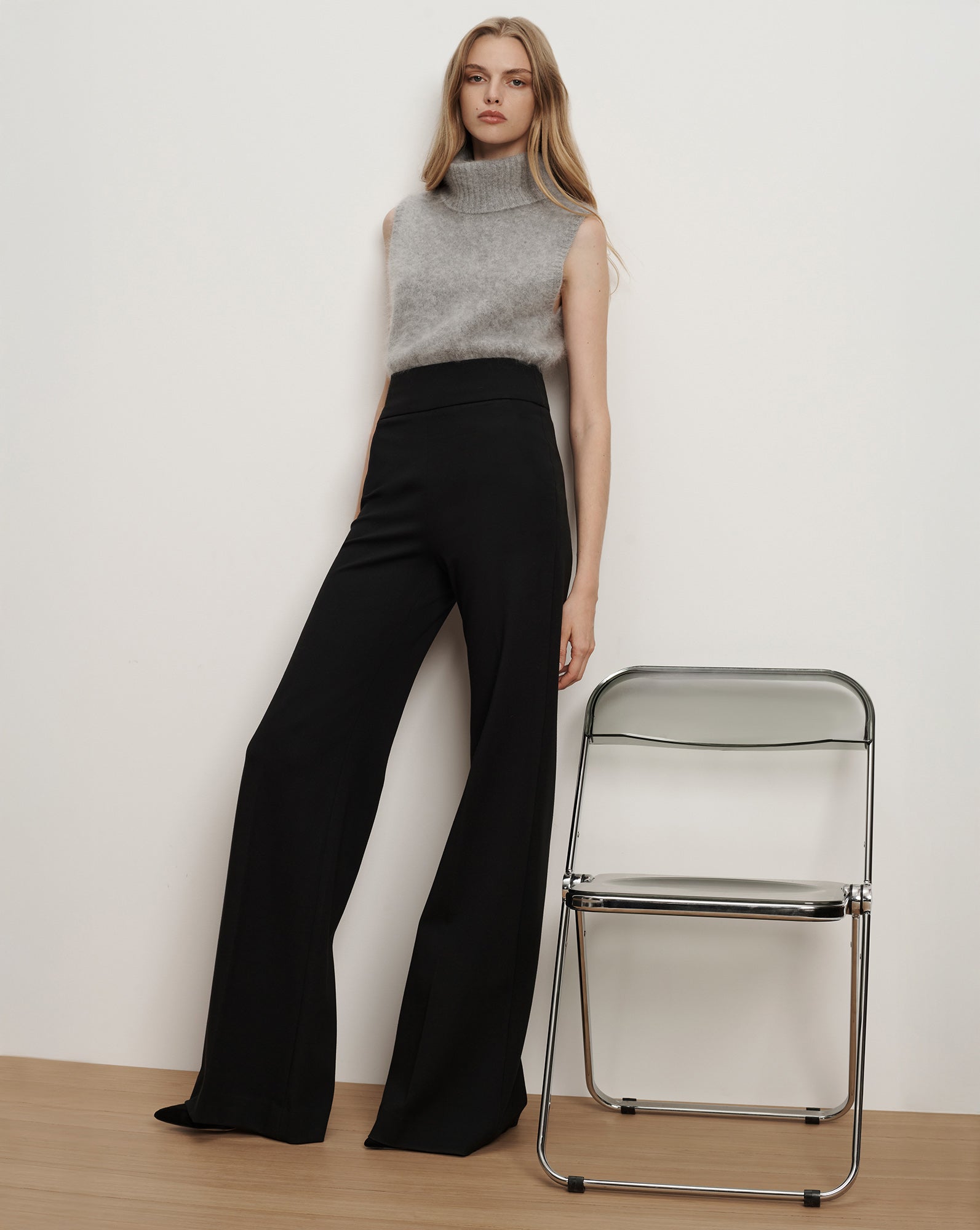 Kalinda Wide-Leg Ponte Pant in Black | Veronica Beard