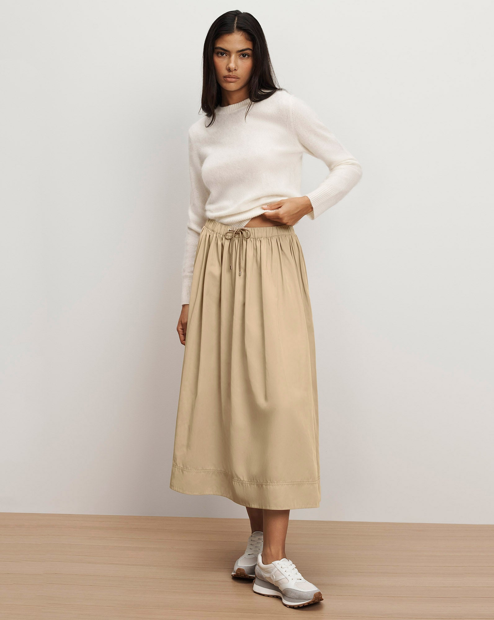 Bates Bungee Midi Skirt in Tan Sand | Veronica Beard