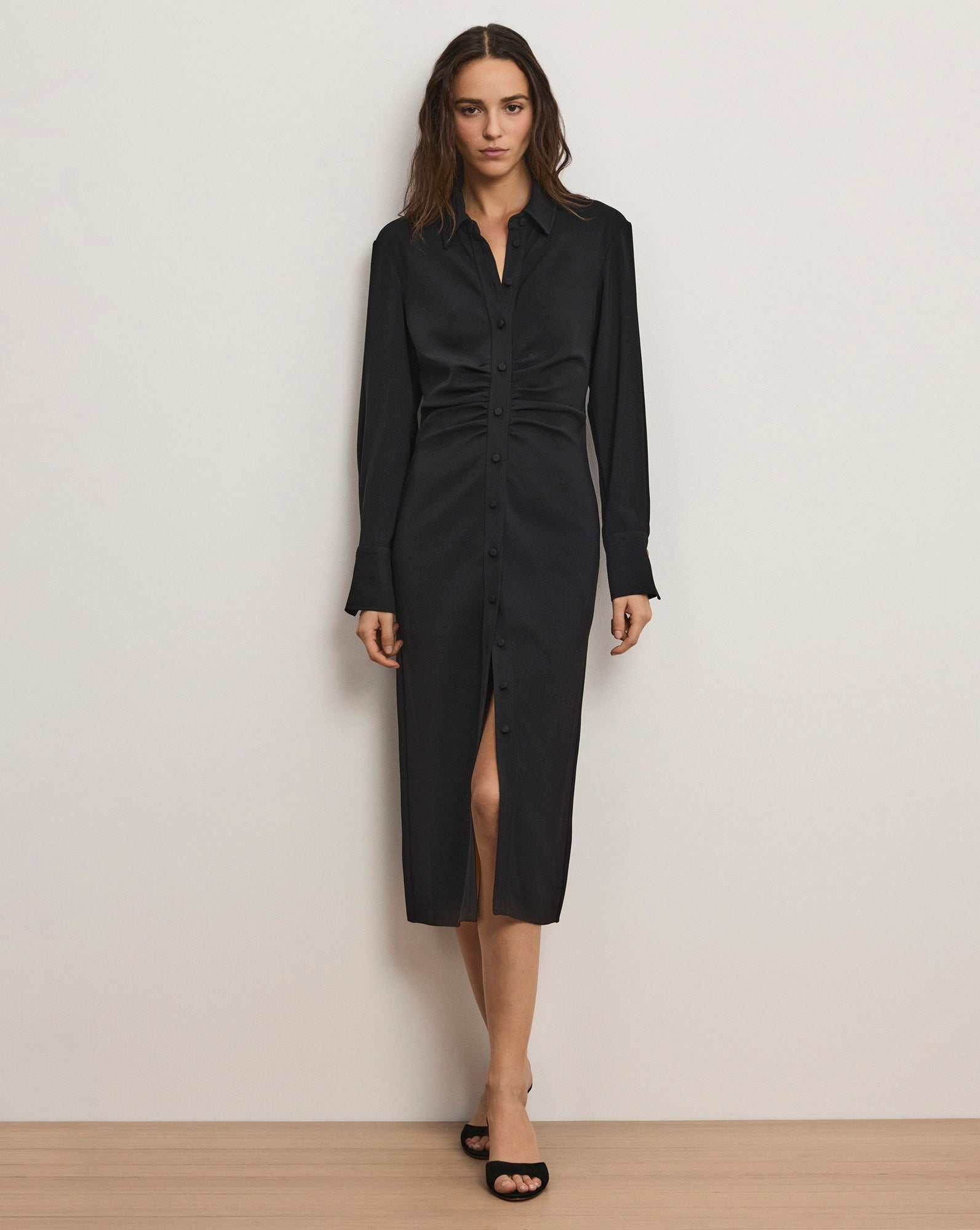 Loxley Midi Shirtdress in Black | Veronica Beard