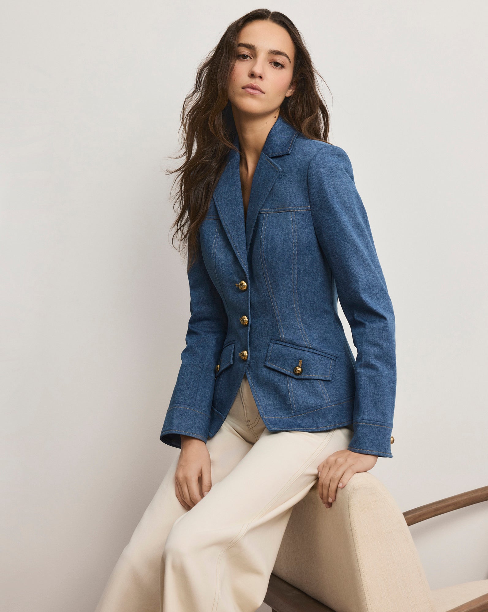 Randy Denim Dickey Jacket in Blue | Veronica Beard