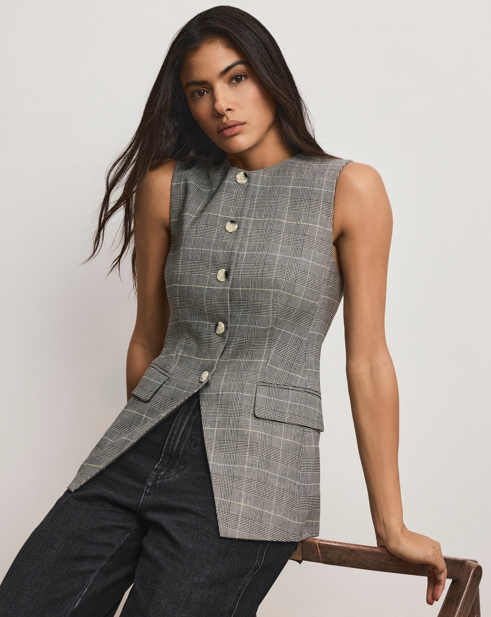 Veronica Beard Lois Plaid Vest | Black Multi | Size 4 Veronica Beard Lois Plaid Vest | Black Multi | Size 4