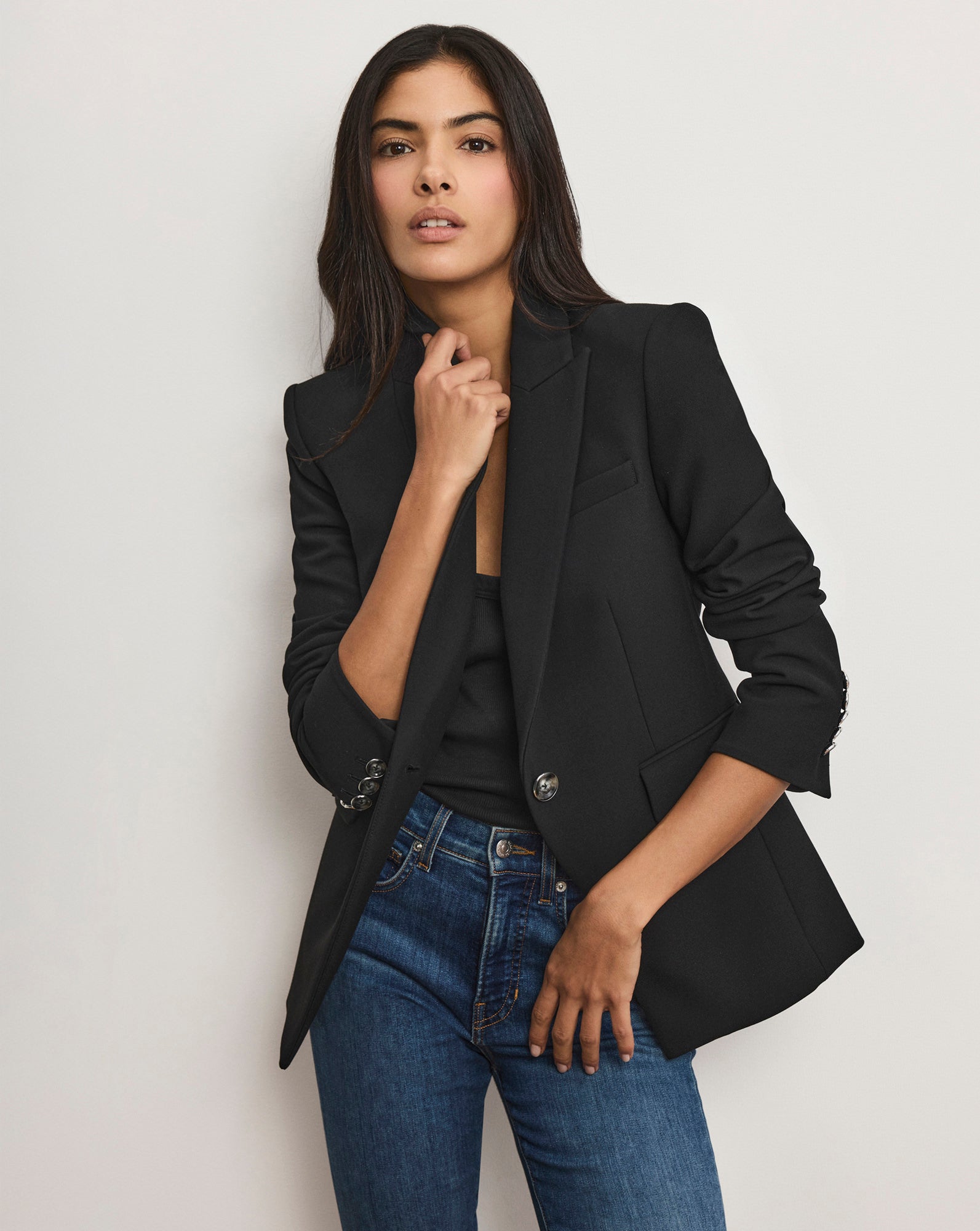 VERONICA トラックスーツ ブラック Miller Single-Breasted Dickey Jacket Blazer in Black | Veronica Beard