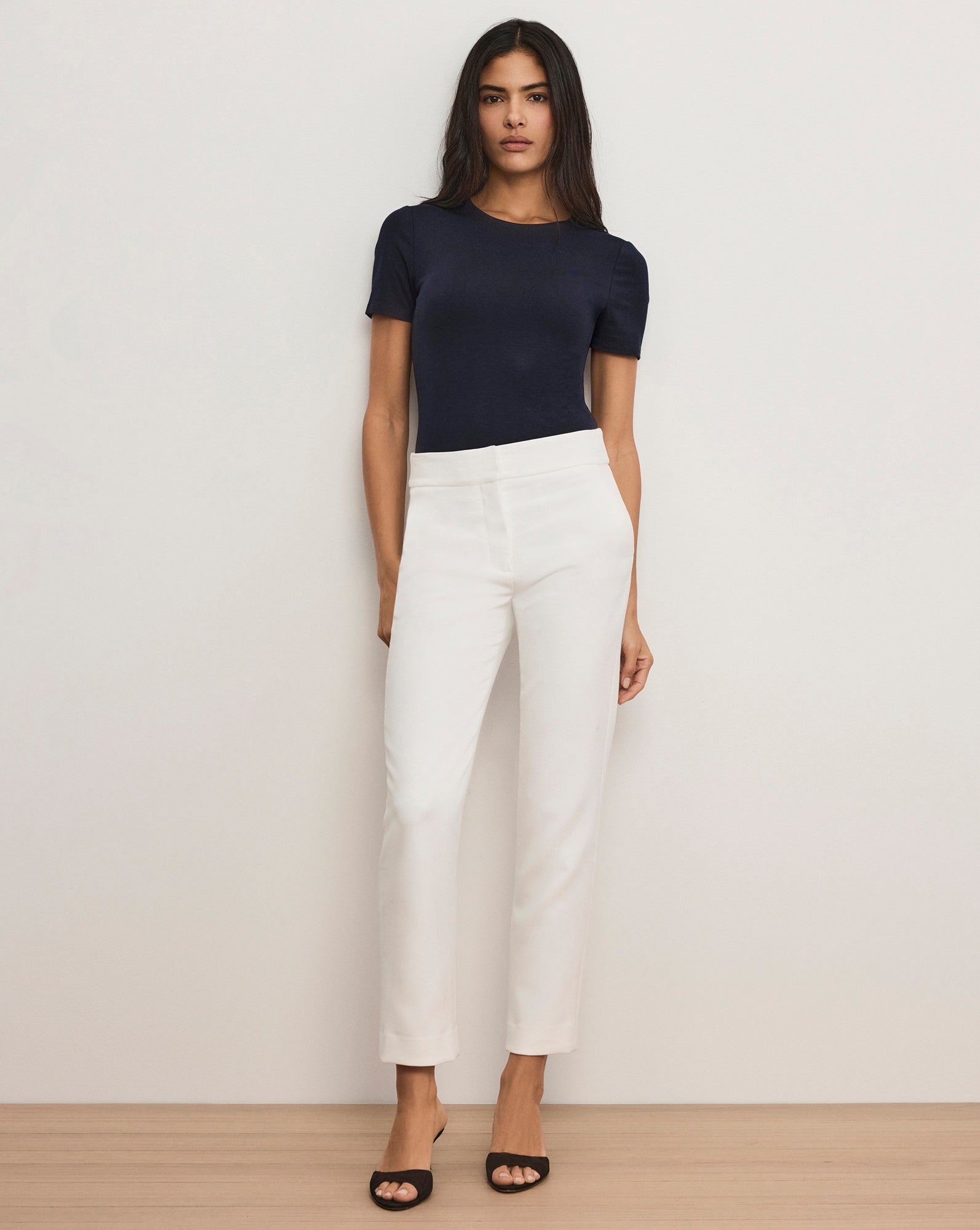 Renzo Slim-Leg Pant in Off-White | Veronica Beard