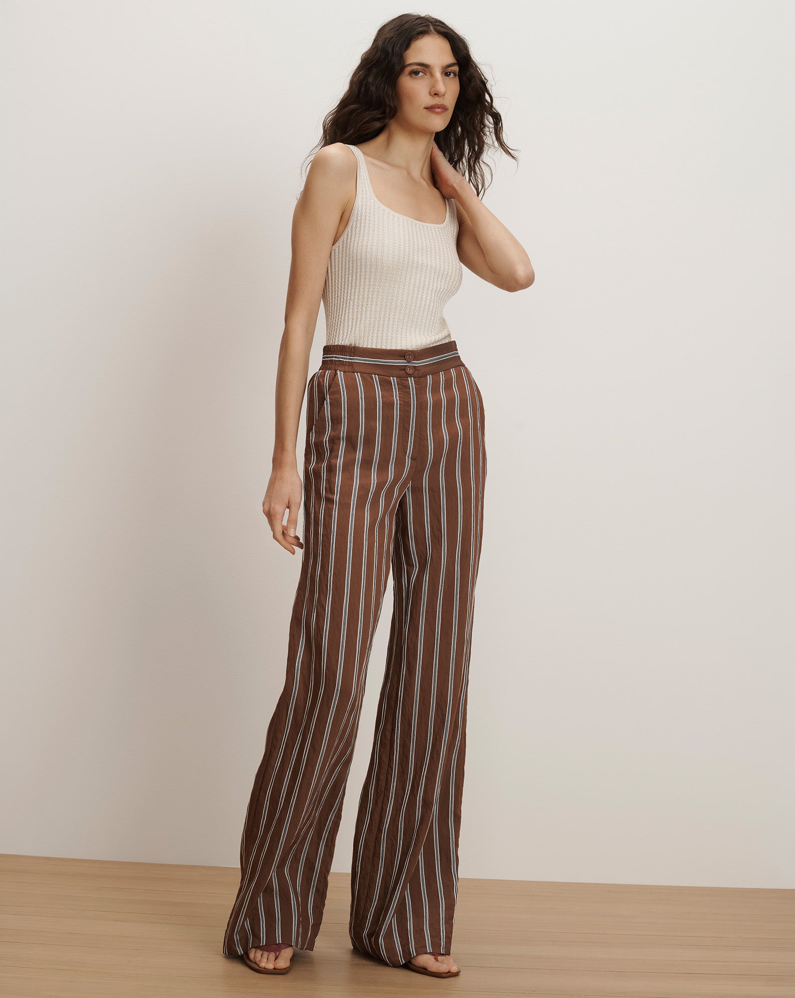 Carraway Wide-Leg Pant in Dark Mocha | Veronica Beard