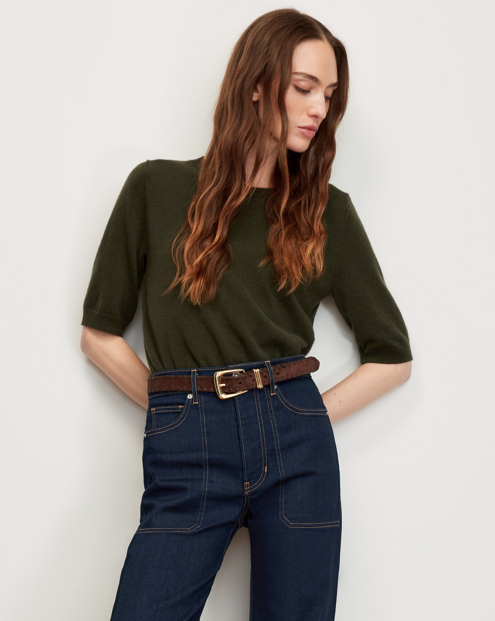 Shana Cashmere Sweater in Loden | Veronica Beard
