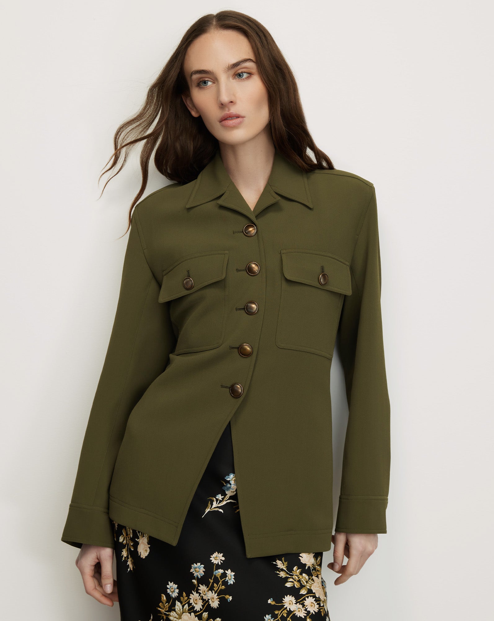 Molyneux Tailored Utility Jacket in Dark Green Loden | Veronica Beard