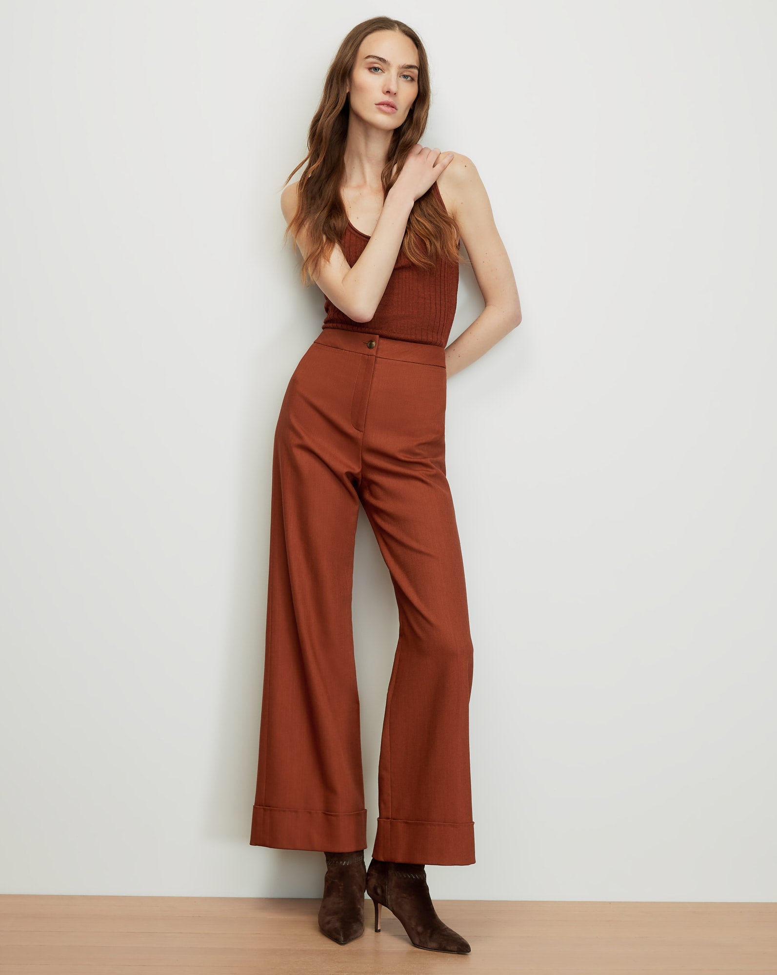 Darrell Wide-Leg Pant in Rust