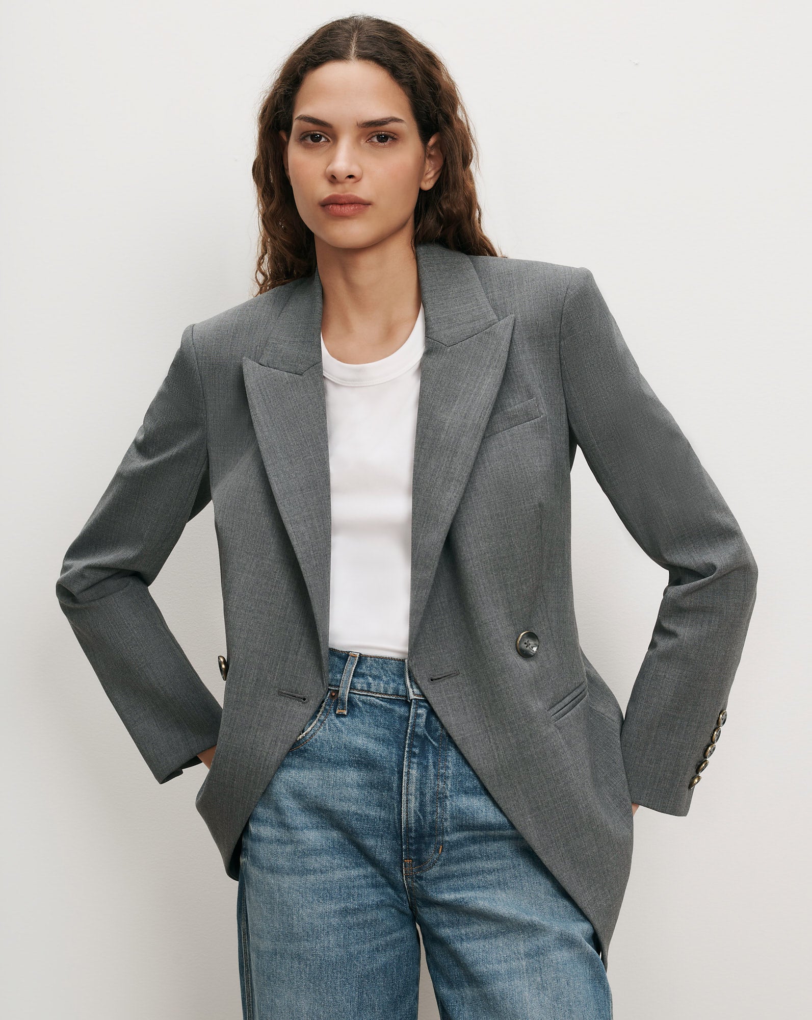 Falco Wool Dickey Jacket in Medium Heather Grey | Veronica Beard