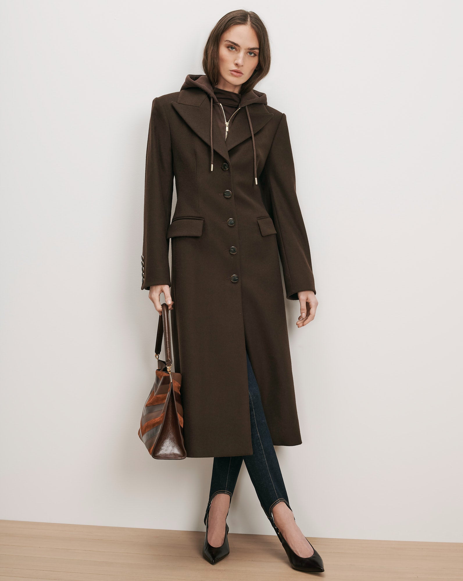 Elspeth Dickey Coat in Dark Brown | Veronica Beard