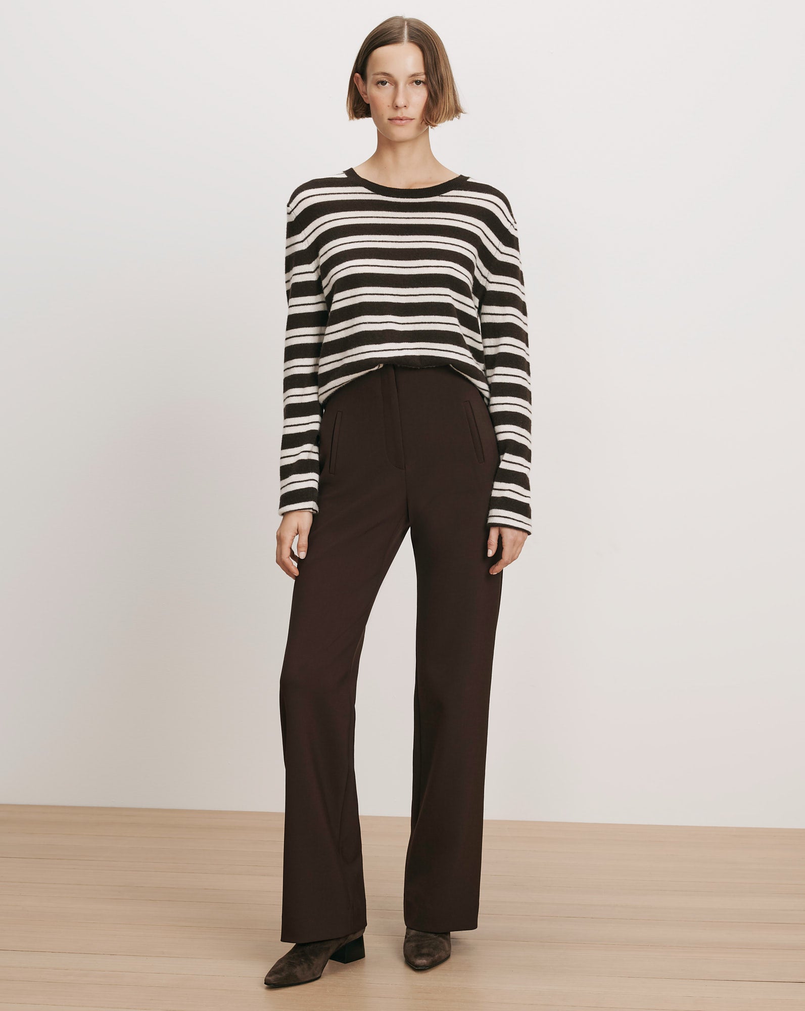 Carys Straight-Leg Pant in Dark Brown Espresso | Veronica Beard