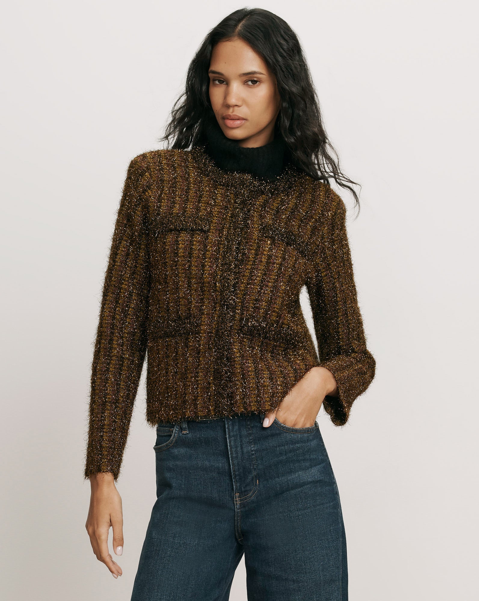 Keziah Metallic Lady Jacket in Black Multi | Veronica Beard