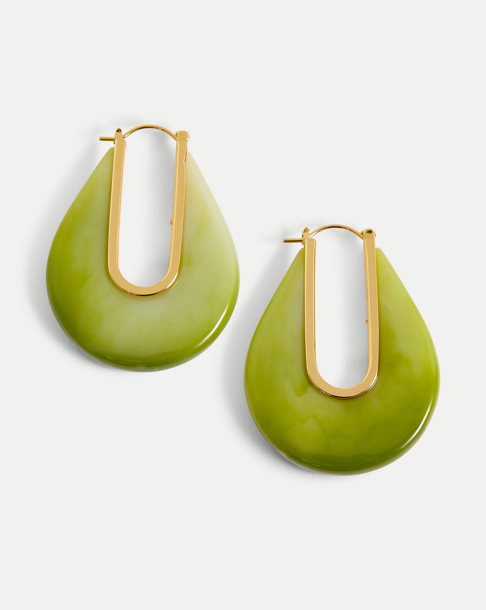 Resin Drop Hoop Earring in Green Agate | Veronica Beard