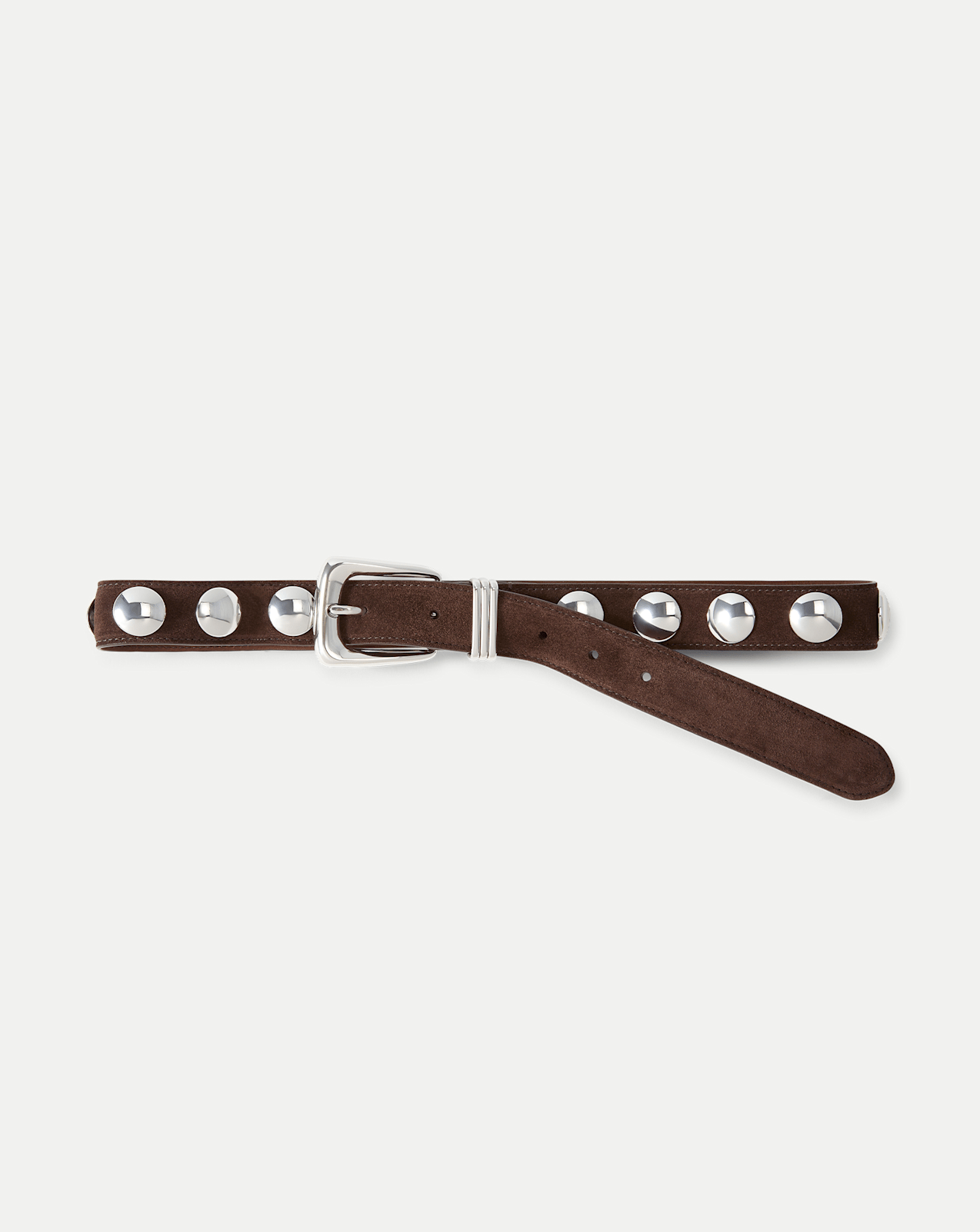Arch Suede Grommet Studded Belt in Brown Espresso | Veronica Beard