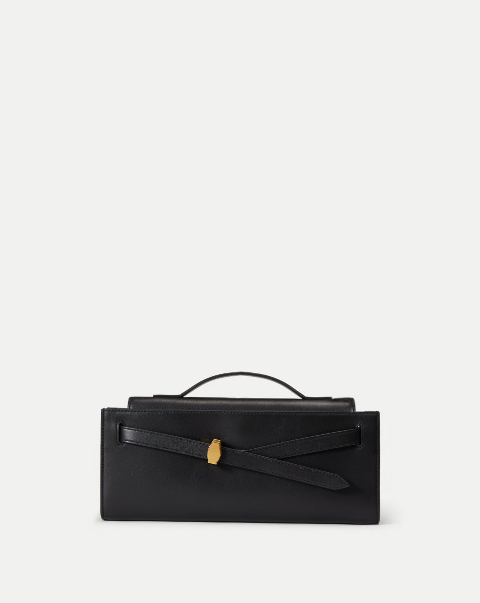 Veronica Beard Dash Clutch Bag in Black With Gold Hardware