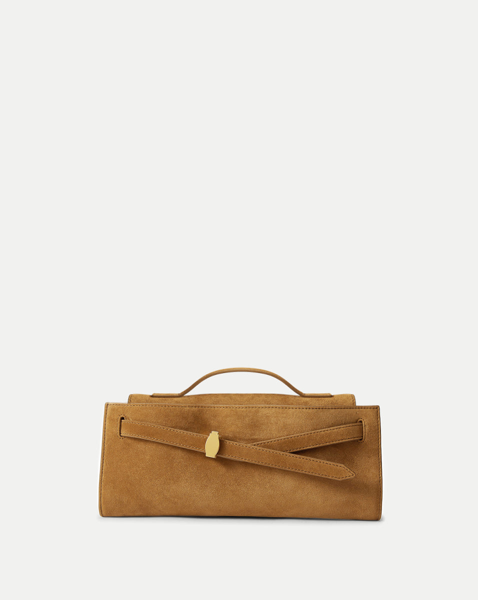 Veronica Beard Suede Dash Clutch in Light Brown Acorn | Veronica Beard