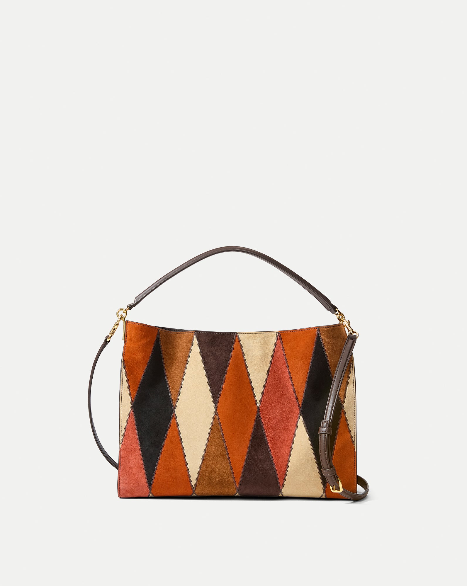 Vida Leather Patchwork Shoulder Bag in Espresso Multi | Veronica Beard