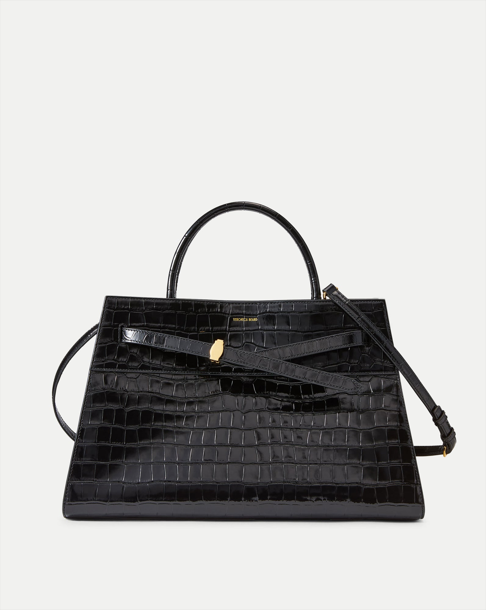 Large Veronica Beard Dash Bag in Black Croc | Veronica Beard