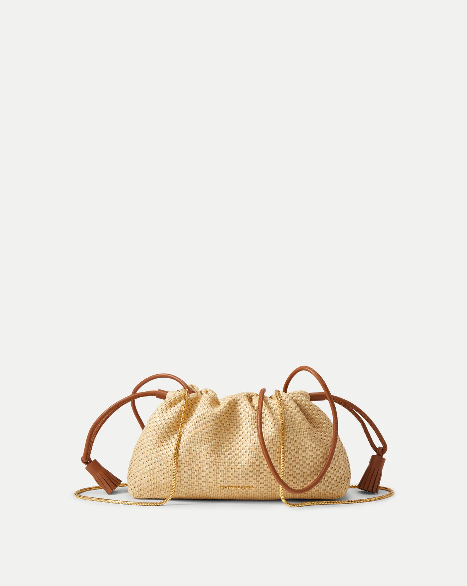 Small Veronica Beard Raffia Stash Bag in Hazelwood/Natural