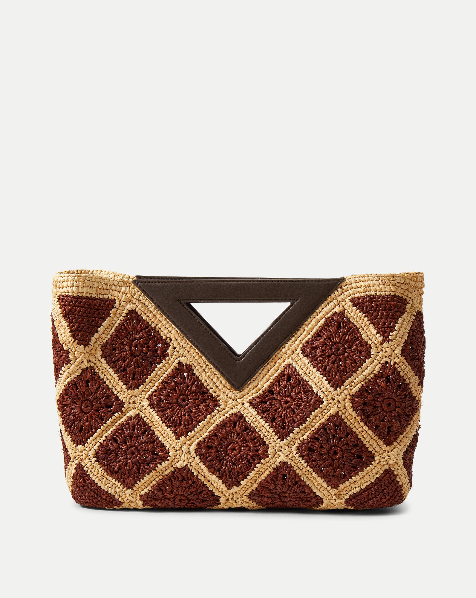 Raffia Vesper Clutch in Brown & Tan Espresso Multi | Veronica Beard