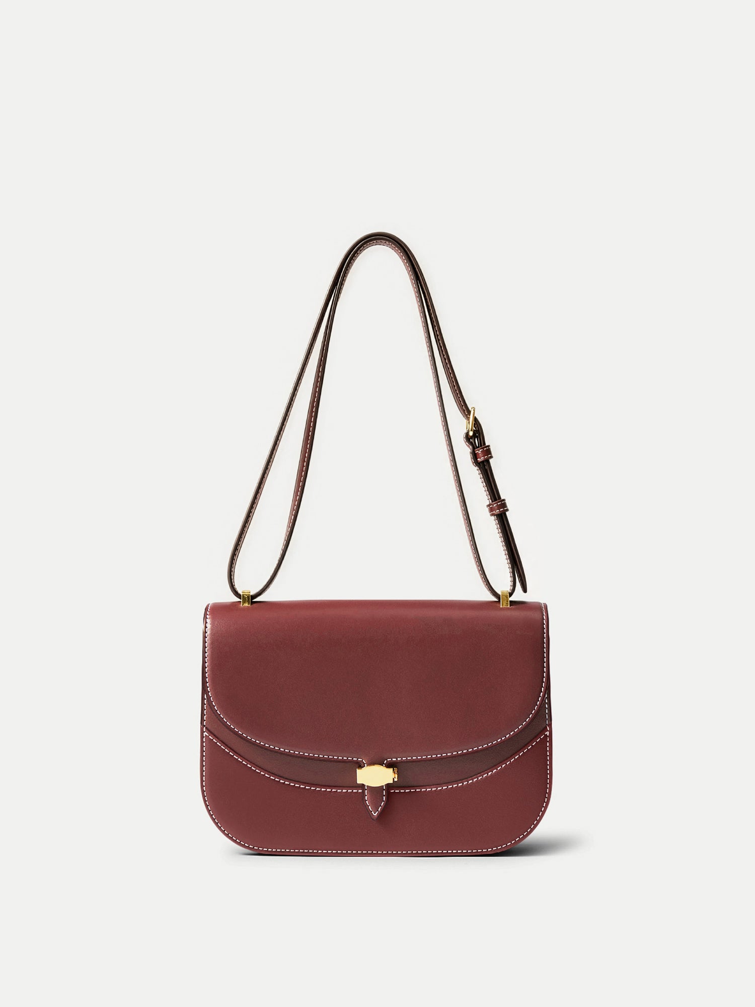 Dash Saddle Bag in Burgundy Leather | Veronica Beard