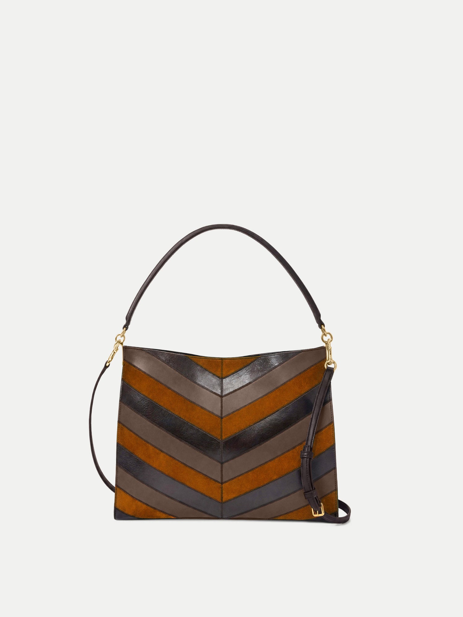 Chevron Vida Shoulder Bag in Brown Tobacco Multi | Veronica Beard