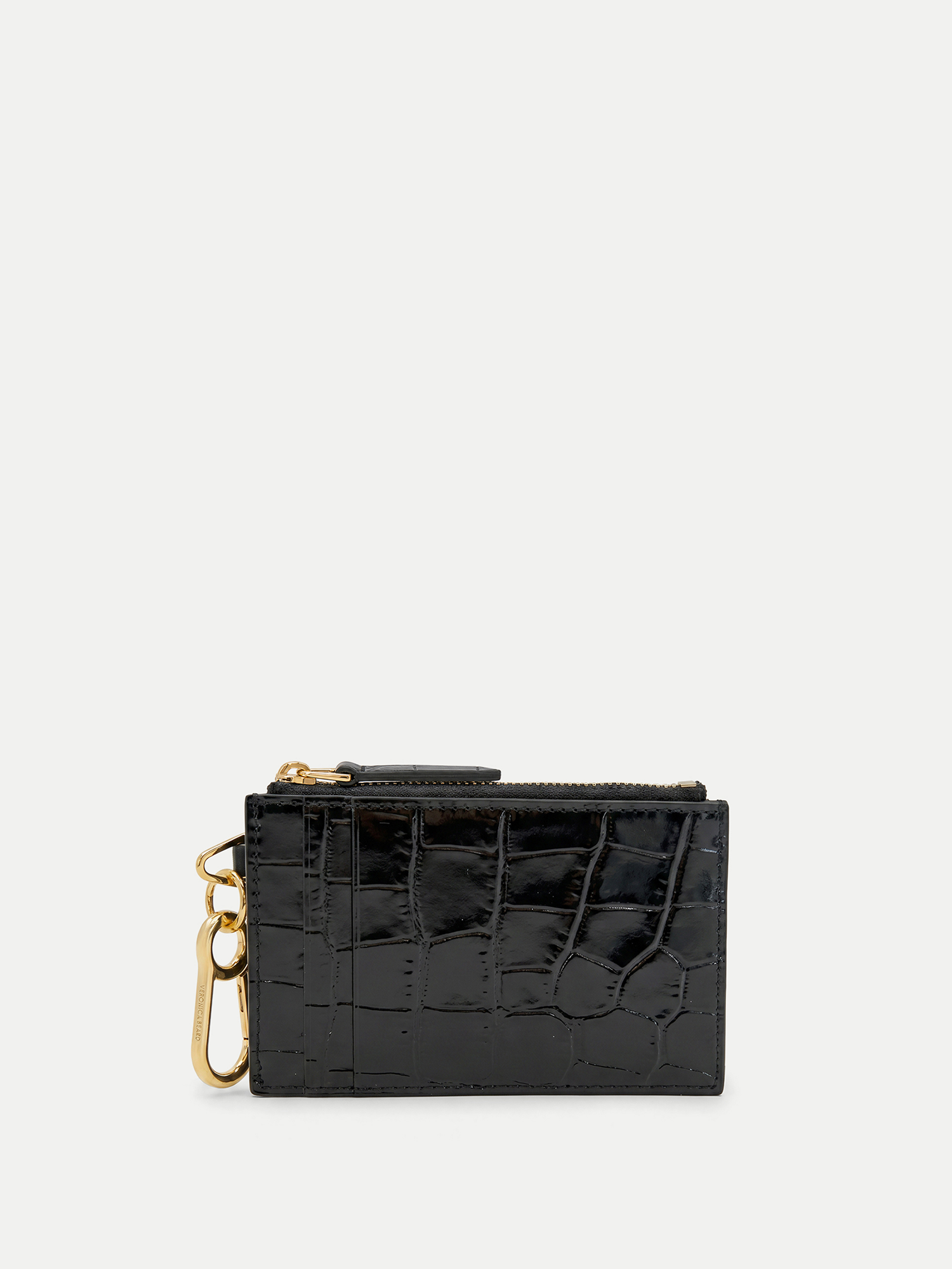 winter レンチキュラー　ホログラム　black manba トレカ Croc-Embossed Card Holder in Black | Veronica Beard