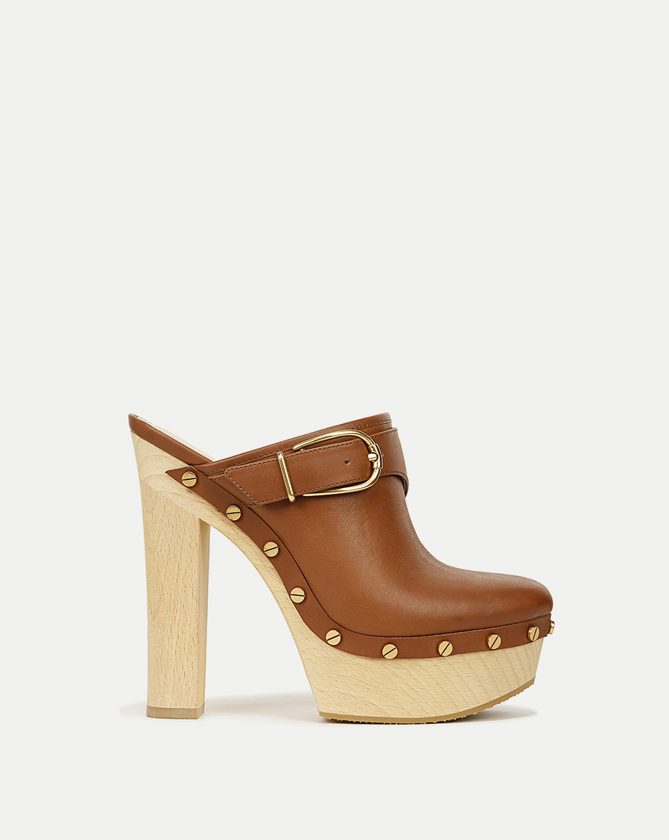 Women's chocolate Brown Corduroy Mule Shoe Heels