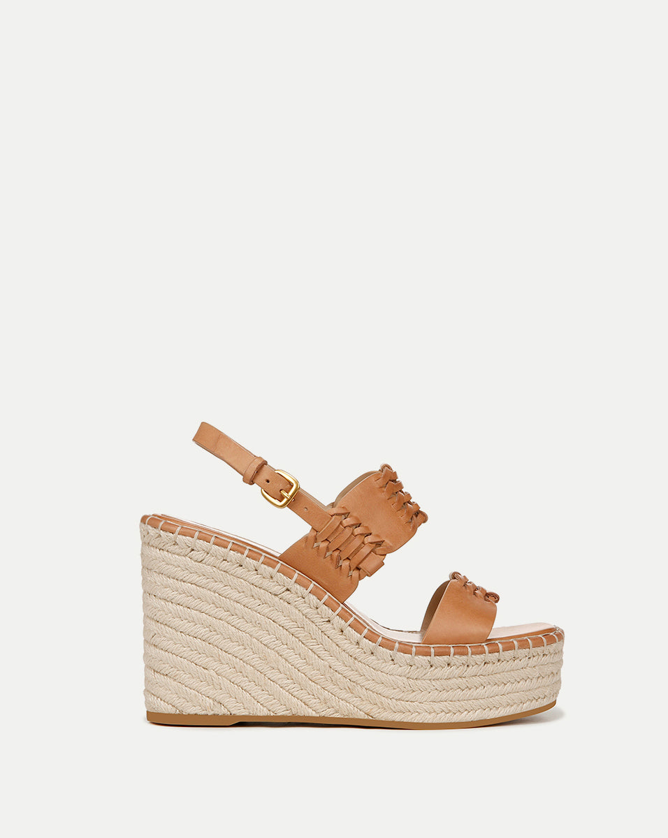 NWT VERONICA BEARD Dali Denim sold Woven Leather Wedge Espadrilles Platform Size 11